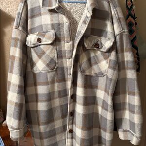 Plaid Sherpa-Lined Jacket
